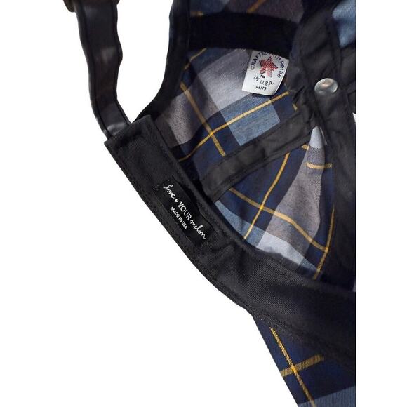 Love Your Melon Blue Yellow Plaid Adjustable Strap Back Baseball Cap Hat - Picture 5 of 6